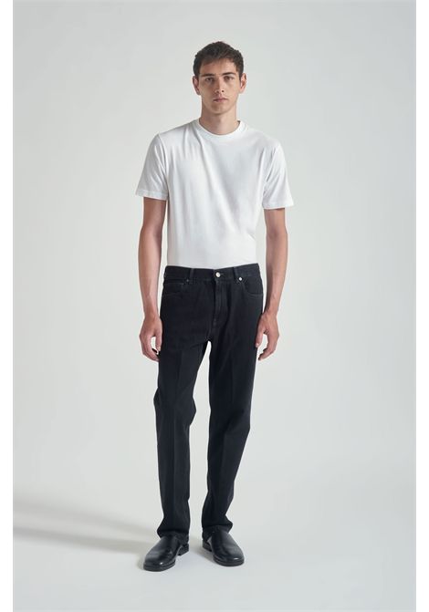 Grifoni Jeans Casey Carrot Fit in Denim di Cotone Nero Uomo GRIFONI | Jeans | G6AC0034DARK BLACK